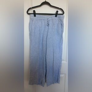 Calligraphie 100% Linen Blue Pinstripe Pants